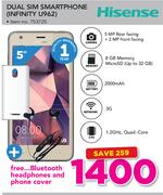 Hisense Dual Sim Smartphone INFINITY U962 With Free Bluetooth Headphone And Phone Cover