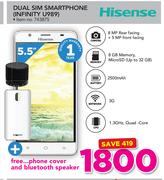 Hisense Dual Sim Smartphone INFINITY U989 With Free Cover And Bluetooth Speaker