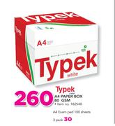 Typek A4 Exam Pad 100 Sheets 3 Pack