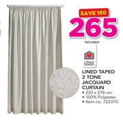 Always Home Lined Taped 2 Tone Jacquard Curtain-Per Drop