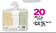 Little One 3 Pack Baby Face Towel Sets