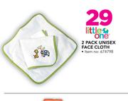 Little One 2 Pack Unisex Face Cloth
