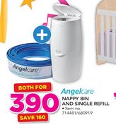 Angelcare Nappy Bin And Single Refill-Both