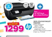Hp 3835 Colour Inkjet Printer With Fee HP652 Black Ink cnhpmf6v25ae