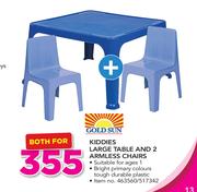 Gold Sun Kiddies Large Table And 2 Armless Chairs-For Both
