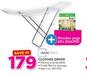 Mainstays Clothes Dryer With Wooden Pegs 60's 566290
