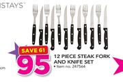 Mainstays 12 Piece Steak Fork And Knife Set