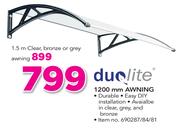 Duolite 1.5m Clear, Clear, Bronze Or Grey Awning