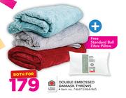 Always Home Double Embossed Damask Throws With Free Standard Fibre Pillow