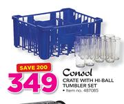 Consol Crate With Hi-Ball Tumbler Set