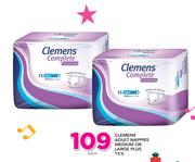 Clemens Adult Nappies Medium Or Large Plus 15's-Each
