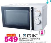 Logik 20Ltr Manual Microwave Oven P70H20L-SEW