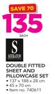 Sheraton Double Fitted Sheet & Pillow Case Set-Each