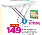 Mainstays Clothes Dryer Plus Wooden Pegs-60's 