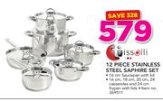 Tissolli 12 Piece Stainless Steel Saphire Set