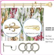 Decorland 25MM Aluminium Curtain Rods & Accessories Brass-1.5m