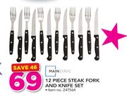 Mainstays 12 Piece Steak Fork & Knife Set