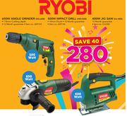 Ryobi 650W Angle Grinder HG-650 Or 500W Impact Drill HID-500 Or 400W Jig Saw HJ-400-Each