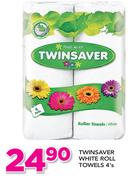 Twinsaver White Roll Towels-4's