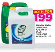 Handy Andy Ammonia Cream-5Ltr Plus Sunlight Ultra Gel-5Ltr