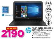 HP 15.6" Intel Celeron Notebook 15-AY032