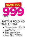 Rattan Folding Table 1.8m