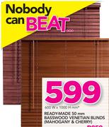 Ready-Made 50mm Brasswood Venetian Blinds(Mahogany & Cherry) 1000x1000mm