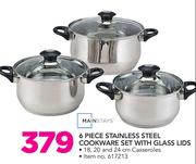 Mainstays 6 Piece Stainless Steel Cookware Set With Glass Lids