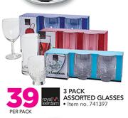 Royal Leerdam 3 Pack Assorted Glasses-Per Pack