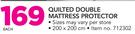 Sheraton Quilted Double Mattress Protector 200x200cm-Each