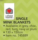 Always Home Single Mink Blankets-For 2