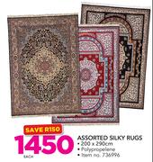Assorted Polypropelene 200x290cm Silky Rugs-Each