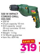  Ryobi 500W Impact Corded Drill HID-500