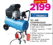 Tradeair 50Ltr Air Compressor 5 Piece Accessory