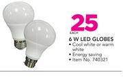 Simple Choice 6W LED Globes-Each