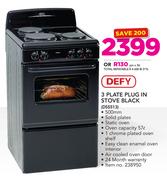 Defy 3 Plate Plug In Stove Black DSS513