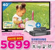 Samsung 40" FHD Smart LED TV 40J5200 Including DSTV HD Decoder Fully Installed