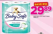 Baby Soft 2 Ply Toilet Tissue Mini-9's Per Pack