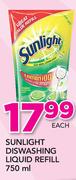 Sunlight Dishwashing Liquid Refill-750ml