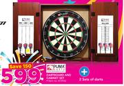 Puma Dartboard & Cabinet Set Plus 2 Sets Of Darts