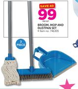 3 Piece Broom, Mop & Dustpan Set-Per Set