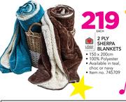 Always Home 2 Ply Sherpa Blankets-Each