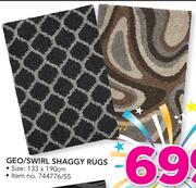 Geo/Swirl Shaggy Rugs-133 x 190cm Each