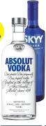 Absolut Vodka Range Or Skyy Vodka Range-12 x 750ml