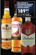 Ballantine's The Famous Grouse Or Bell's Blended Scotch Whisky-750ml