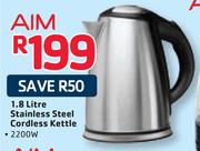 Aim 1.8L Stainless Steel 2200W Cordless Kettle 