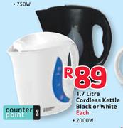 Counter Point 2000W 1.7L Cordless Kettle Black Or White-Each