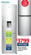 Hisense 359Ltr Metallic Fridge with Bottom Freezer and Water Dispenser