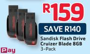 Sandisk 8GB Flash Drive Cruizer Blade-3's