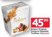 Belgian Original Cocoa Or Hazelnut Truffles-200g Each